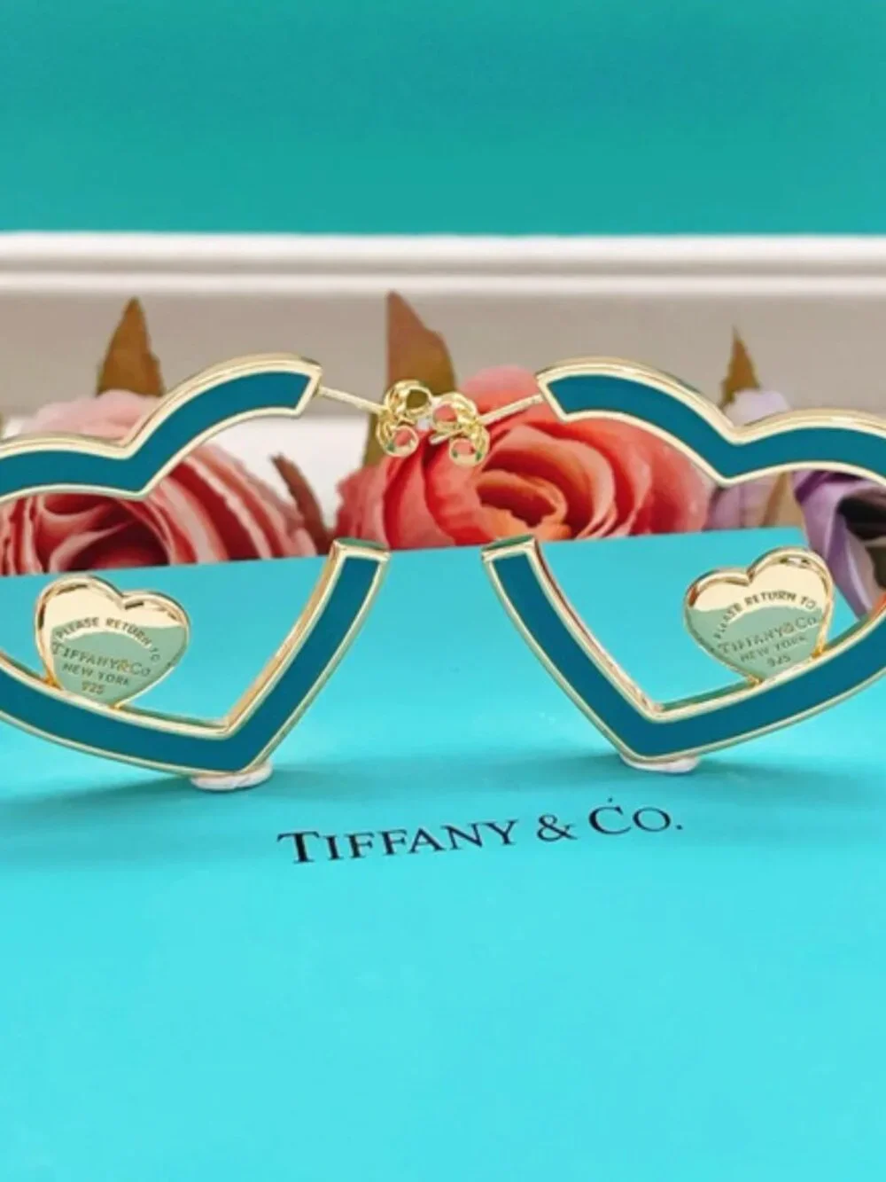 Tiffany & Co. Gold and Green Heart Earrings
